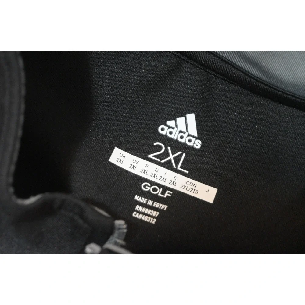 Adidas Golf Pullover Jacket Mens 2XL Black 1/4 Zip Reflective Stripes Excellent